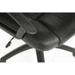 Black office chair with armrest and cushion detail.