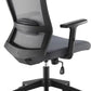 Grey office chair with mesh backrest on a white background