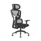 Black office chair with mesh back on a white background