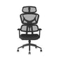 Black office chair with mesh backrest on a white background