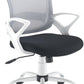 Office chair with black seat and gray mesh backrest on a white background