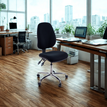 Juno Chrome High Back Fabric Office Chair | Chilli Seating