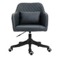 Black office chair with quilted design on a white background