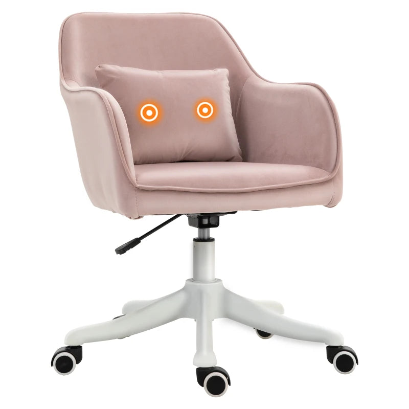 Pink office chair with a white base on a white background