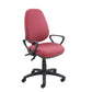 Vantage 100 2 Lever Pcb Operators Chair in burgundy with armrests. 