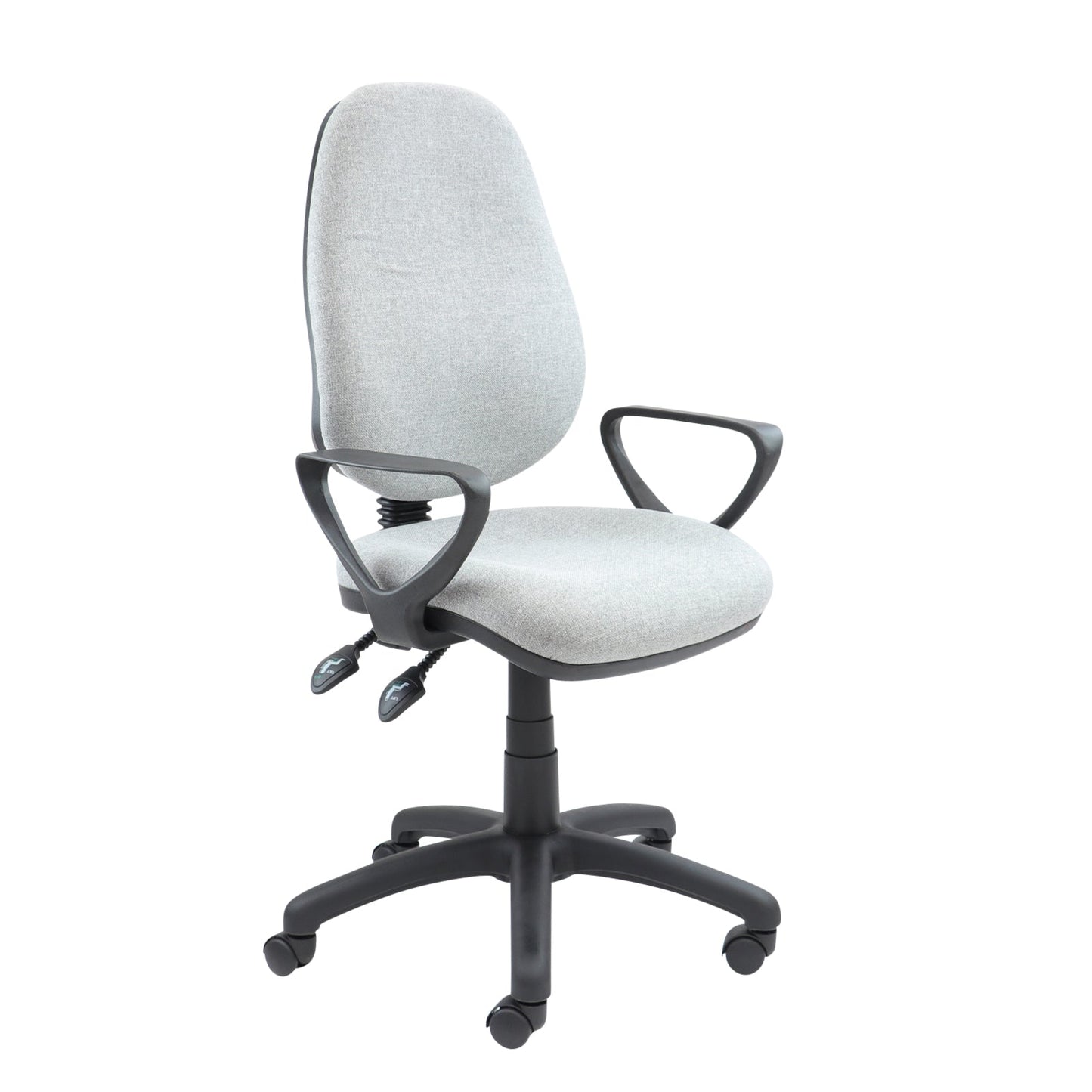 Vantage 100 2 Lever Pcb Operators Chair in grey with armrests.