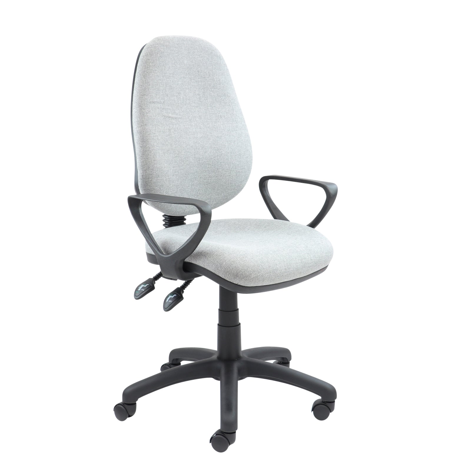 Vantage 100 2 Lever Pcb Operators Chair in grey with armrests.