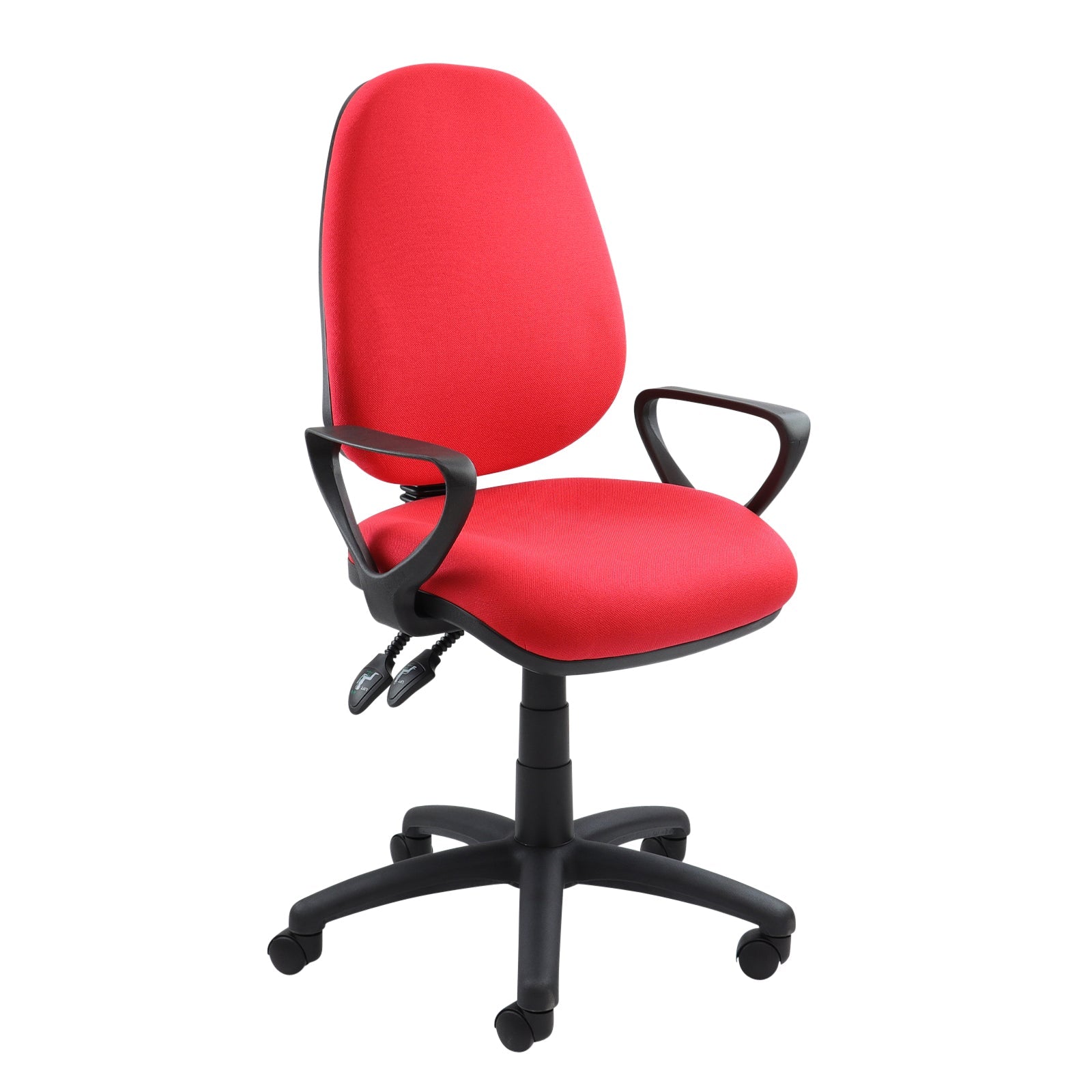 Vantage 100 2 Lever Pcb Operators Chair in red with armrests.