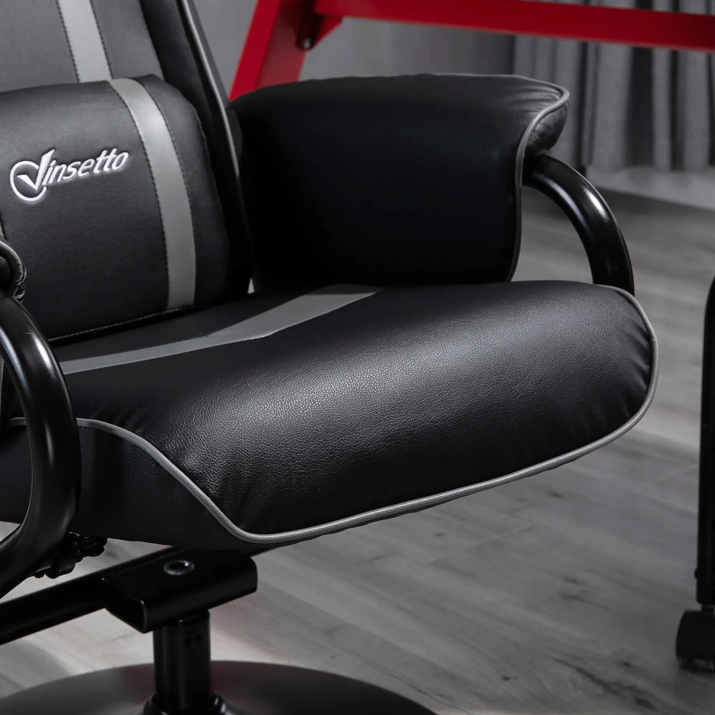 Reclining Chair and Stool Set with Headrest, Grey