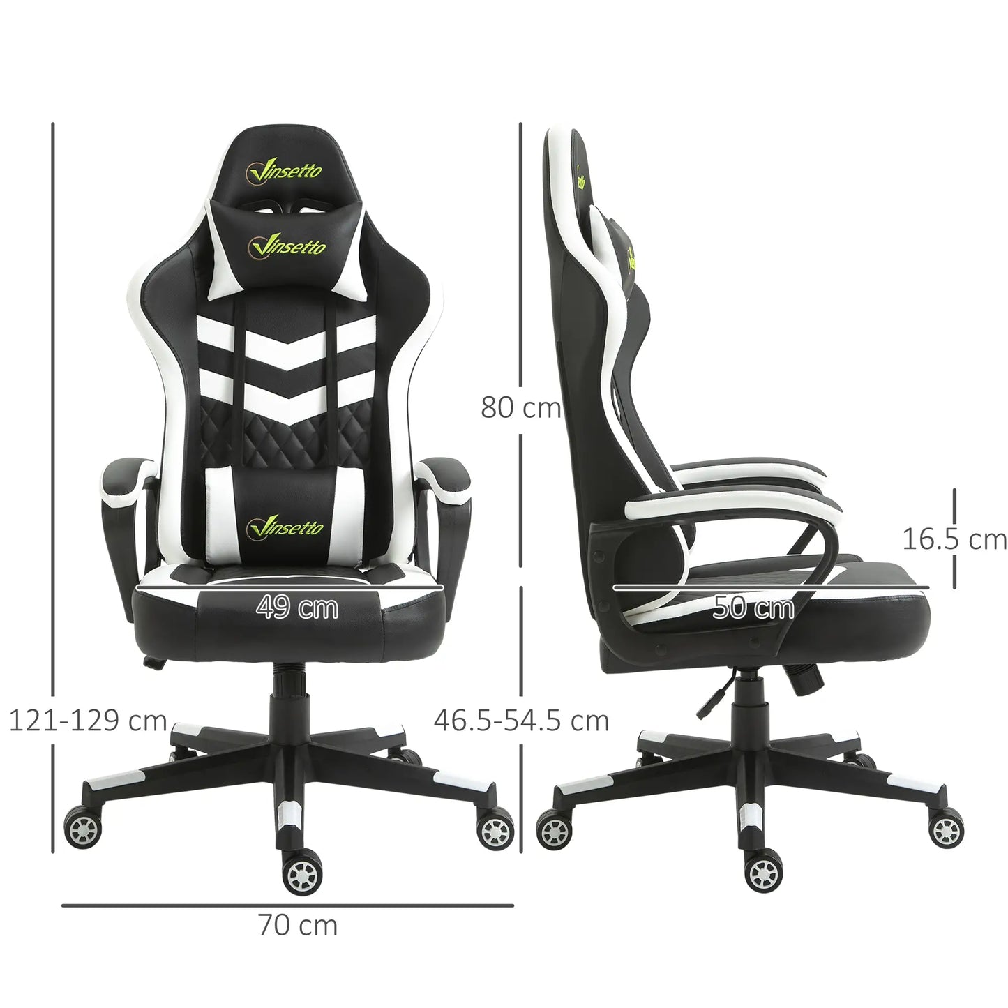 Gaming Chair, Computer Desk Chair with Lumbar Support, Grey White