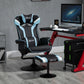 Reclining Chair and Stool Set with Lumbar Support, Lake Blue