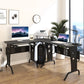L-Shaped Corner Desk, Gaming Desk with CPU Rack, Keyboard Tray, Black