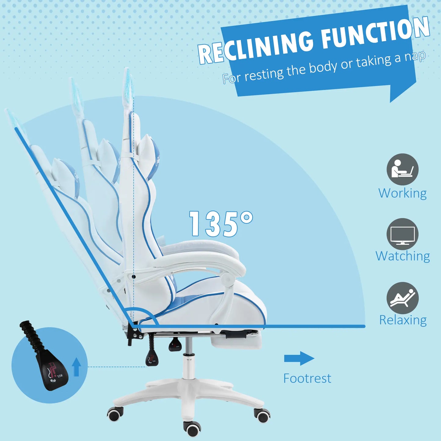 Racing Gaming Chair with Removable Rabbit Ears, Yellow