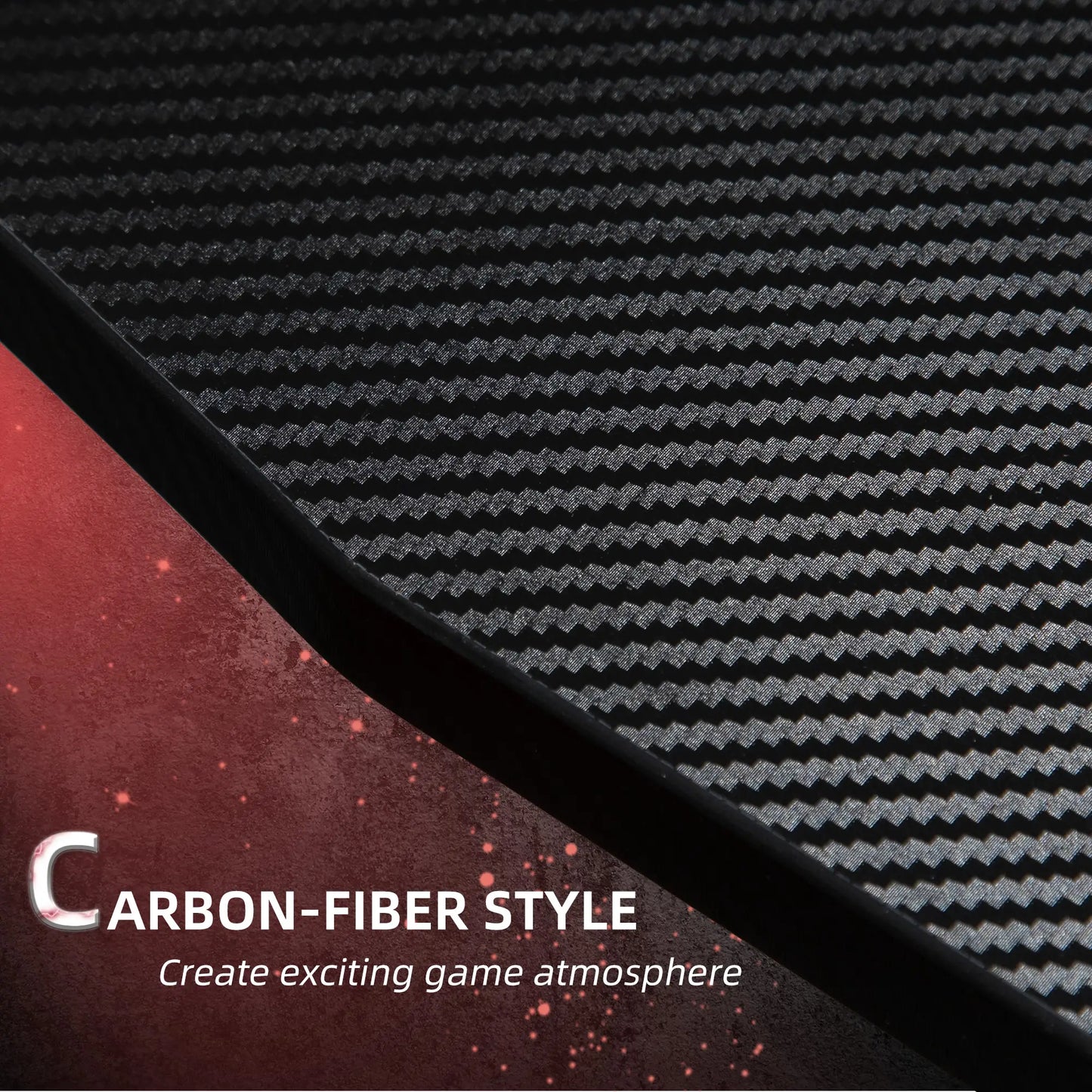 Gaming Desk, Carbon Fibre Desk, Gamer Workstation, Black and Red