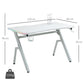 Gaming Desk with Headphone Hook, Cup Holder, Controller Rack, White